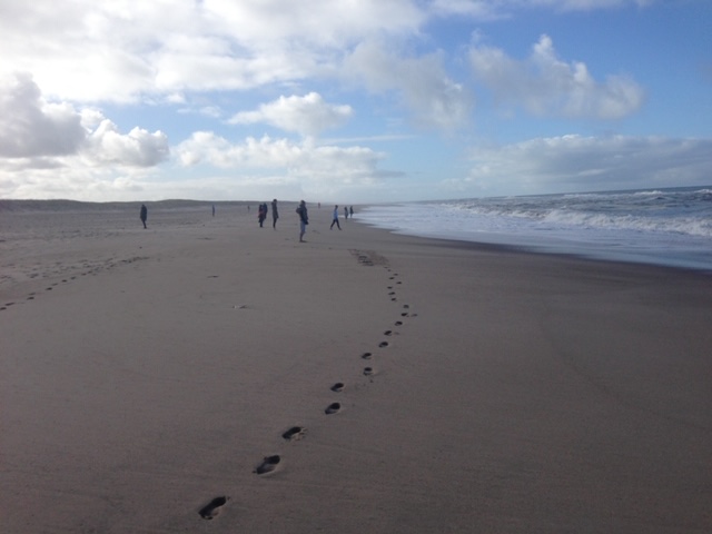 Barefoot walking in the sand