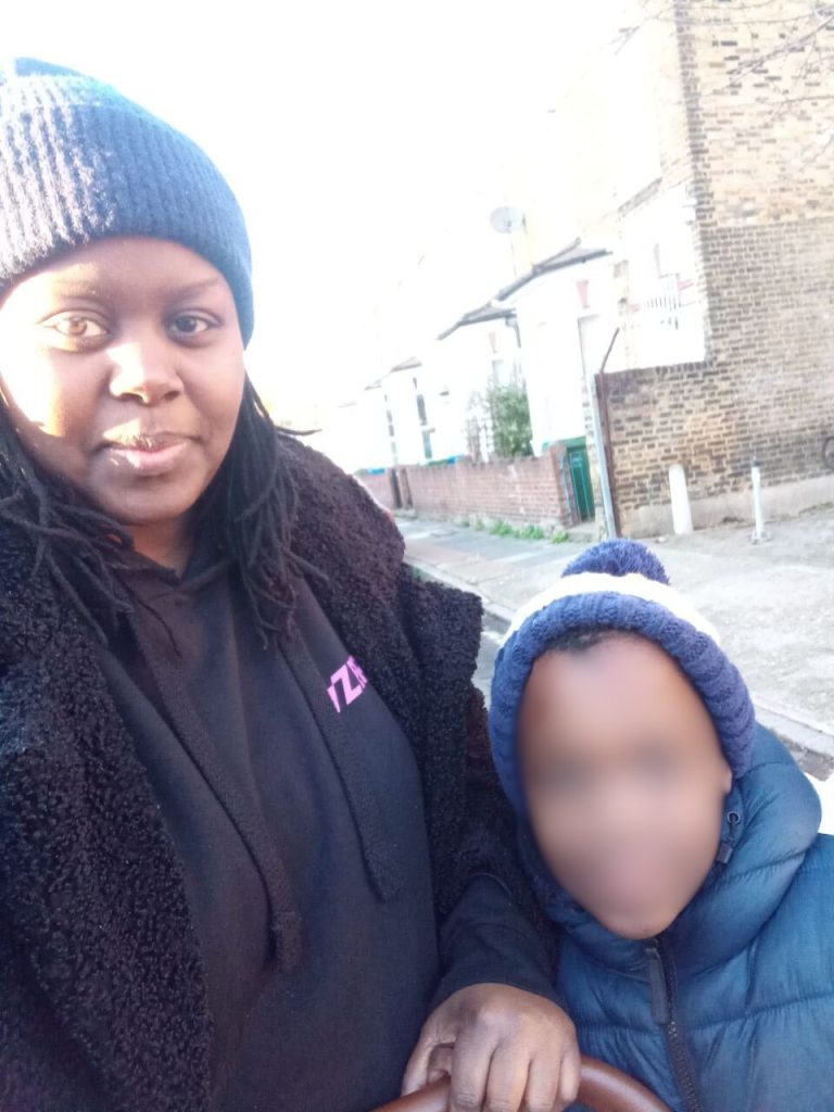 A selfie with Yvonne and her son outside