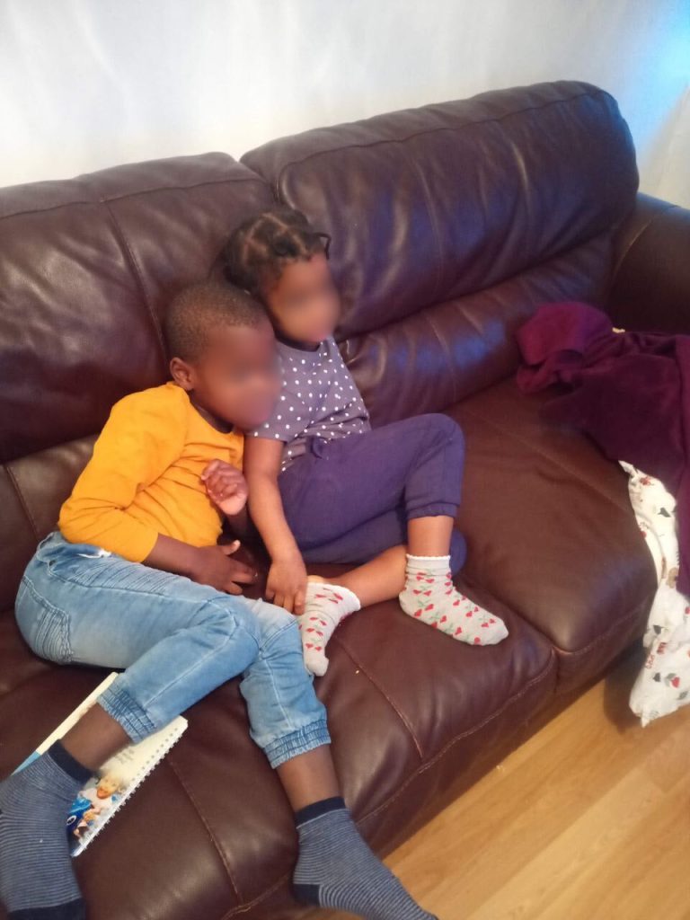 Yvonne's children on the couch