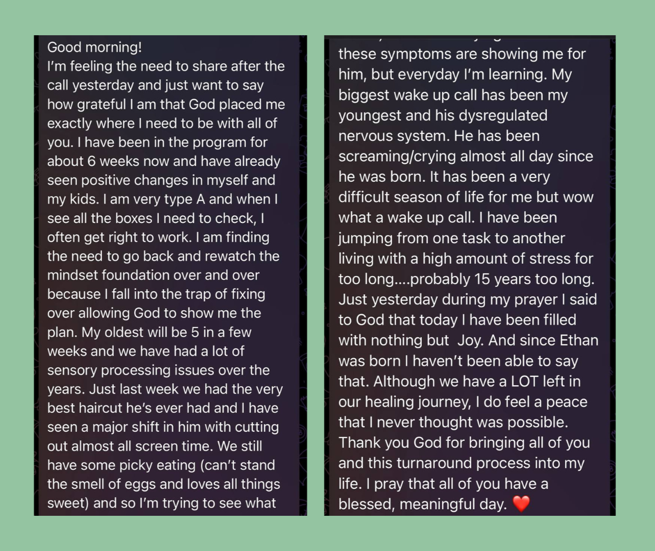 Testimonies from BAW Mom Members